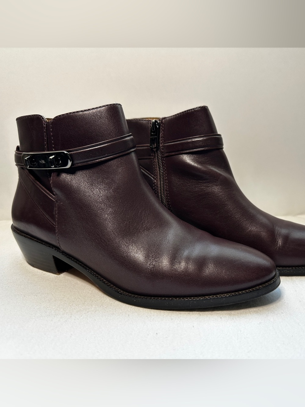 Coach- Coleen Soft Shine Calf Booties- Warm Oxblood- 8.5